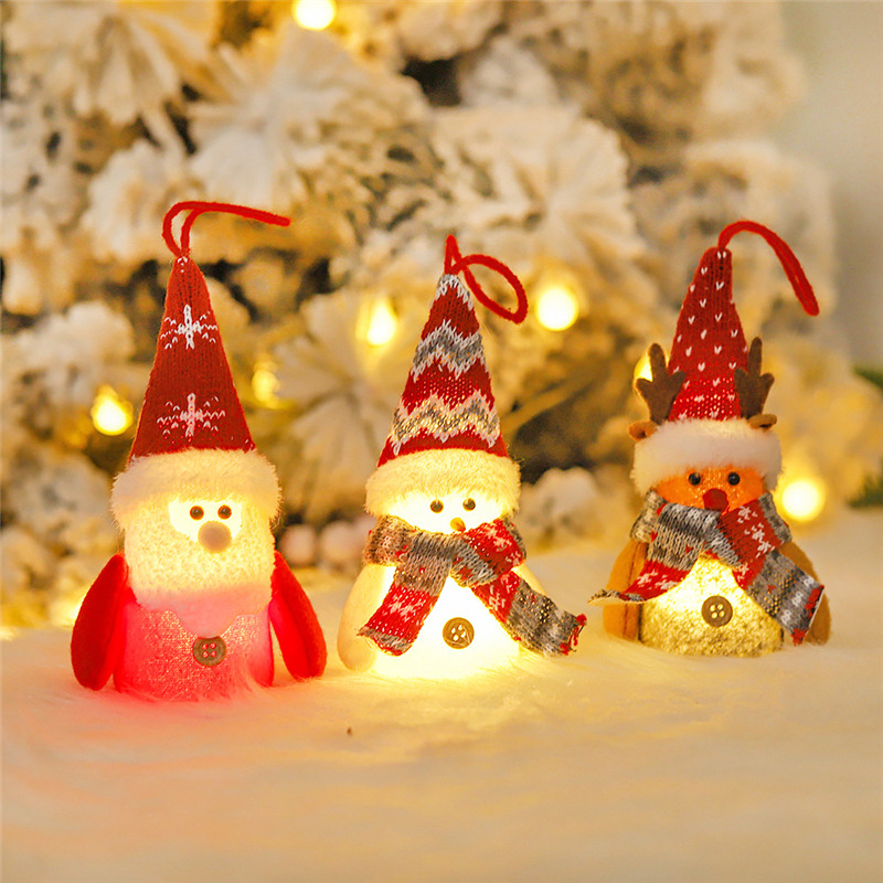 lighted classic santa plush tomte christmas hanging ornaments