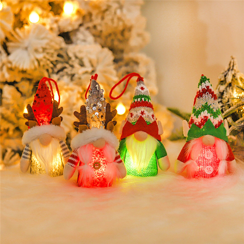 lighted plush gnome tomte ornament christmas hanging decoration