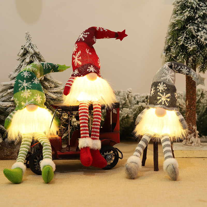 lighted long leg gnome ornament plush christmas decoration