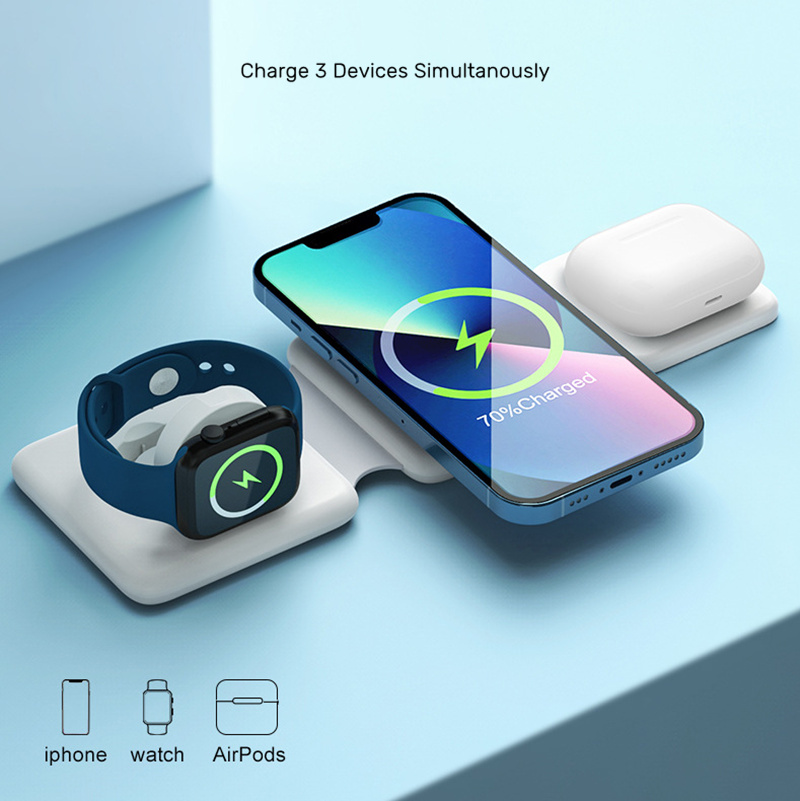 3 in 1 foldable magsafe wireless charger portable charing station for iphone