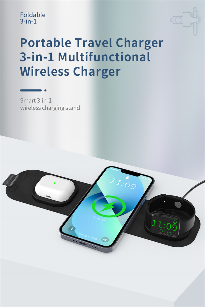 3 in 1 foldable magnetic wireless charger phone portable charing station 3 in 1 foldable magnetic wireless charger phone portable charing station