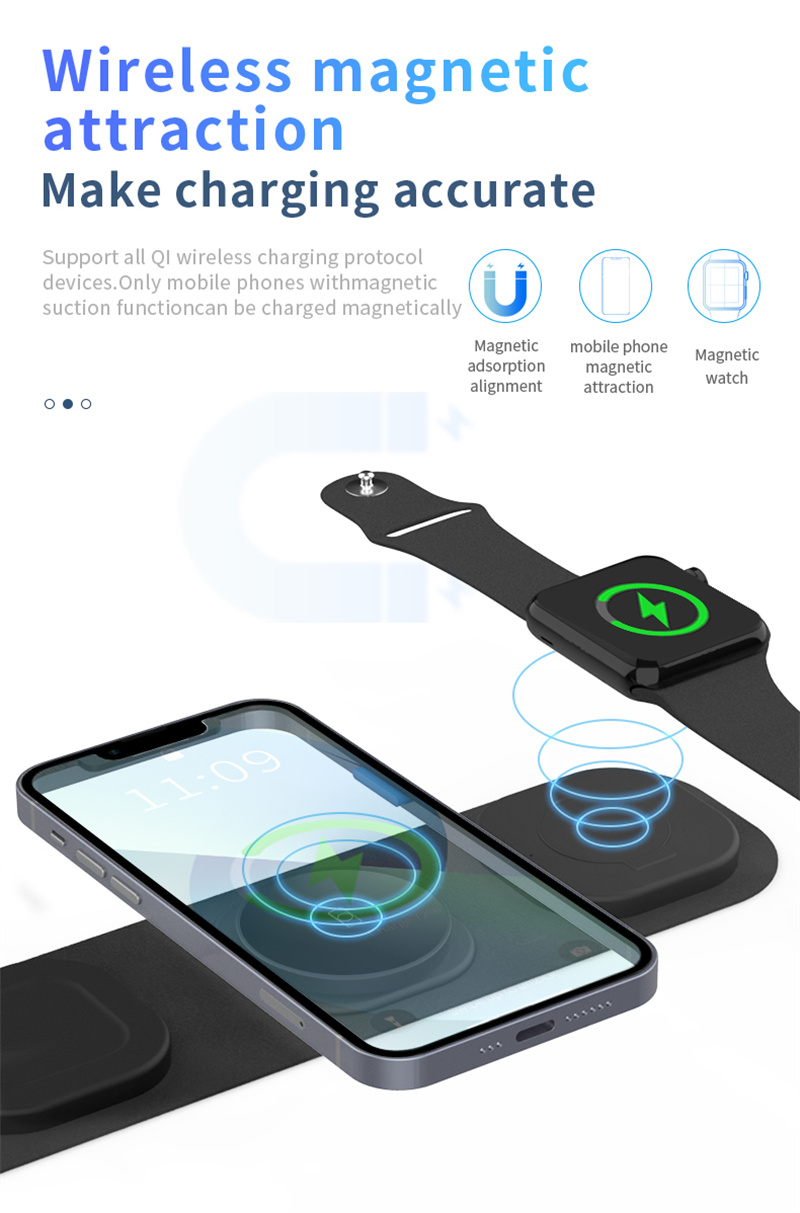 3 in 1 foldable magnetic wireless charger phone portable charing station 3 in 1 foldable magnetic wireless charger phone portable charing station