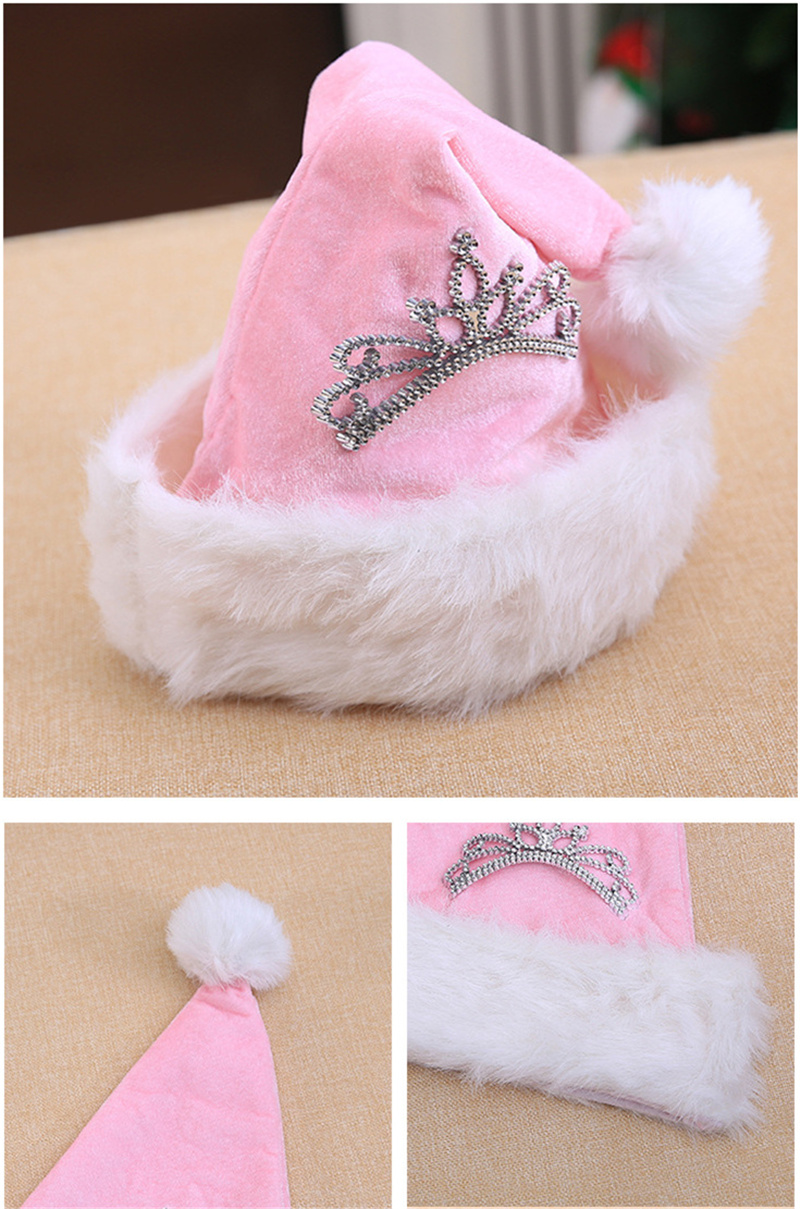 pink christmas santa hats with princess crown