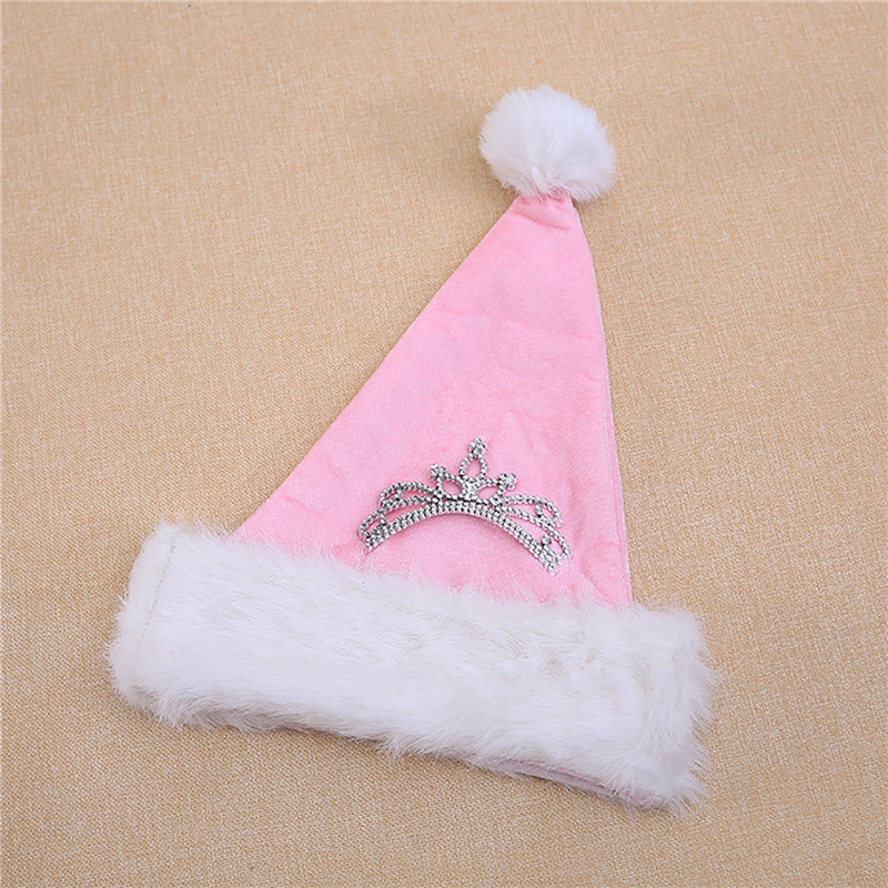 pink christmas santa hats with princess crown