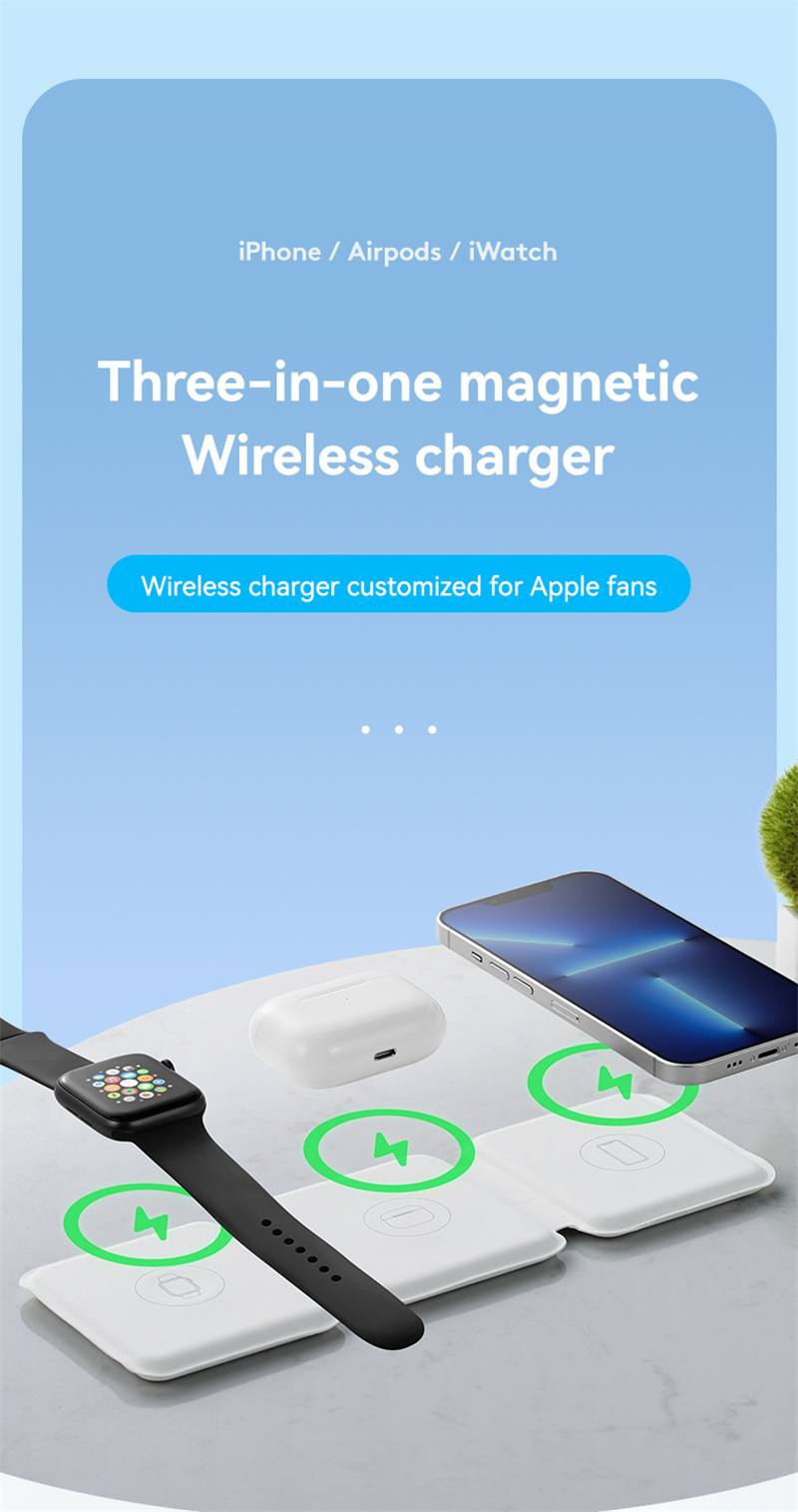 3 in 1 foldable wireless chargers charing dock