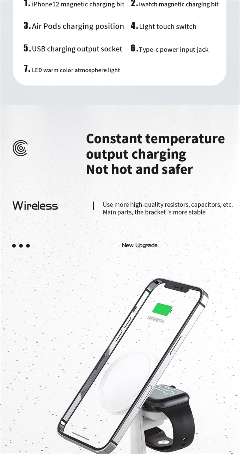 magnetic wireless chargers 3 in 1 charing station