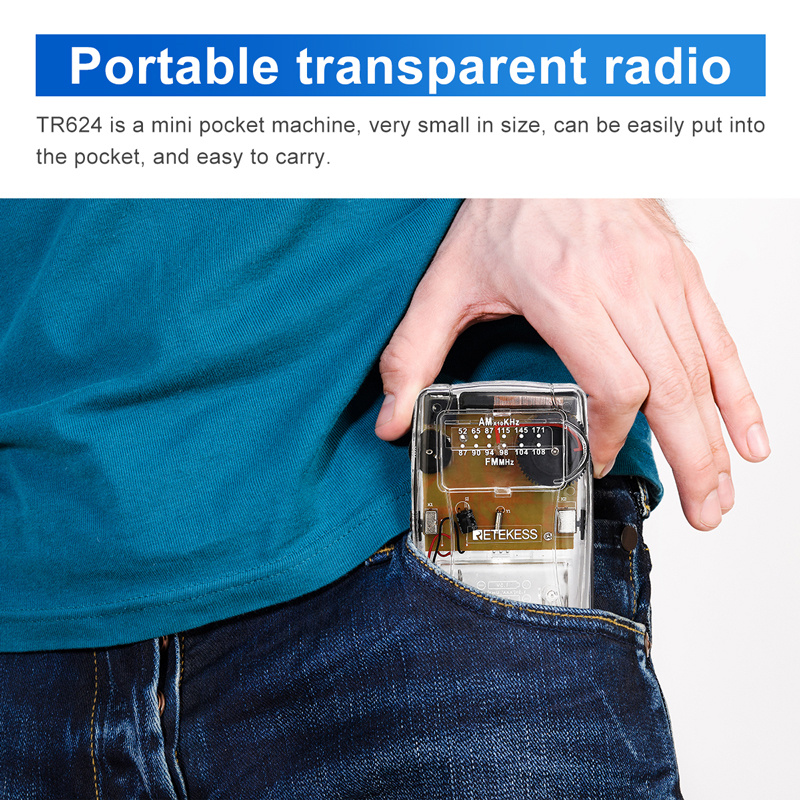 RETEKESS TR624 transparent portable radio RETEKESS TR624 transparent portable radio