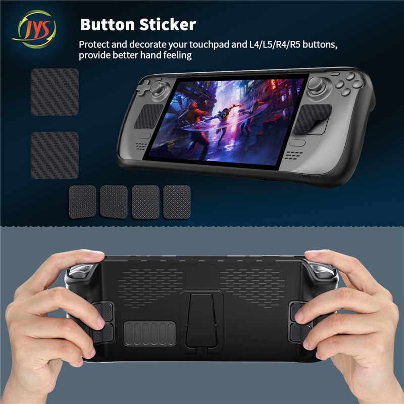 steam deck tpu case cover with stand touchpad button sticker