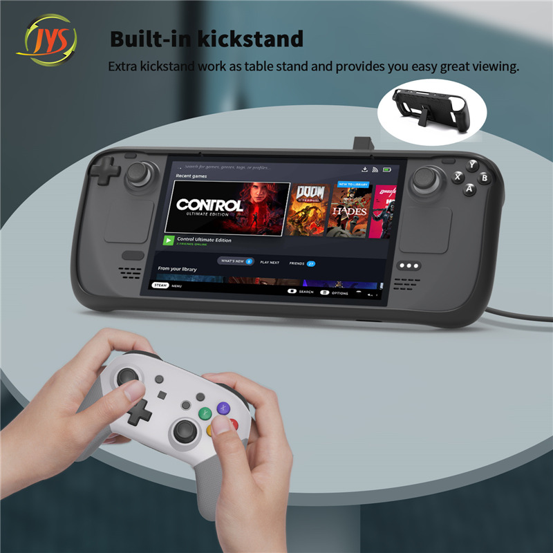 steam deck tpu case cover with stand touchpad button sticker