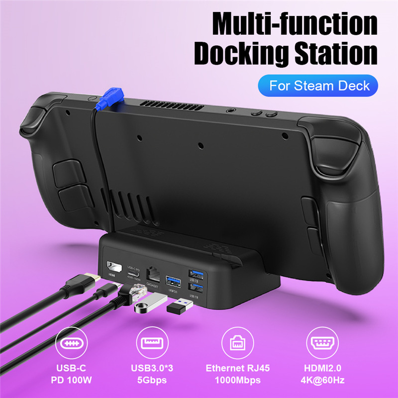 steam deck dock station tv hub usb c pd rj45 docking