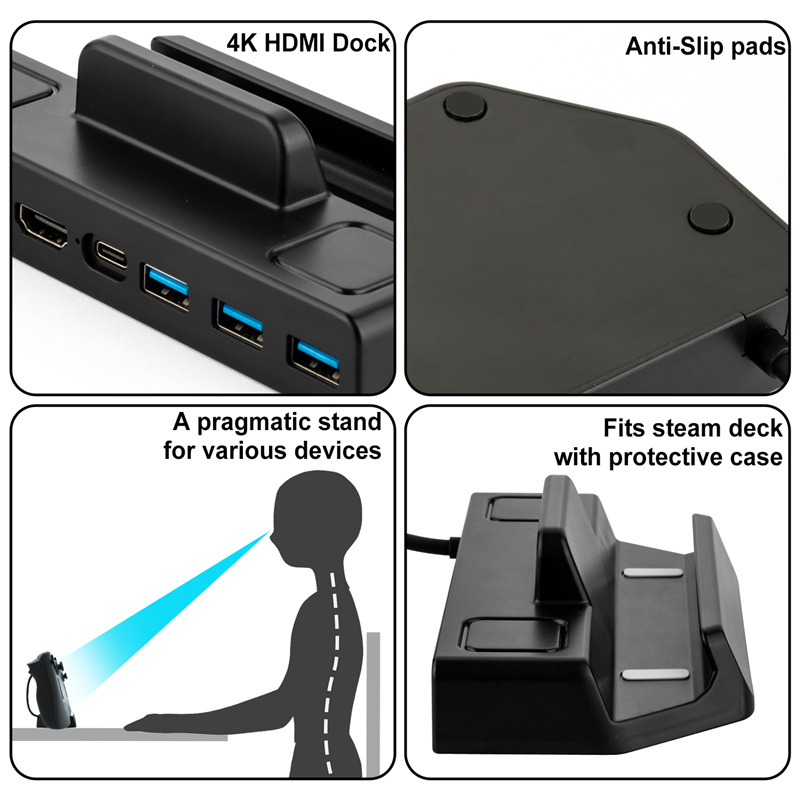 steam deck dock station tv hub usb c pd rj45 docking