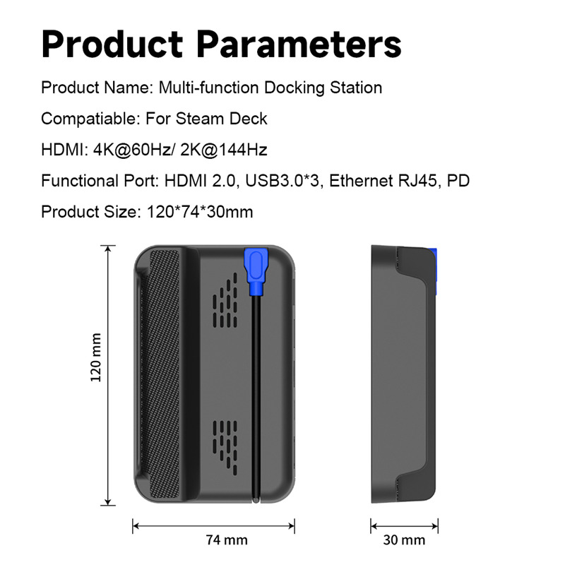 steam deck dock station tv hub usb c pd rj45 docking