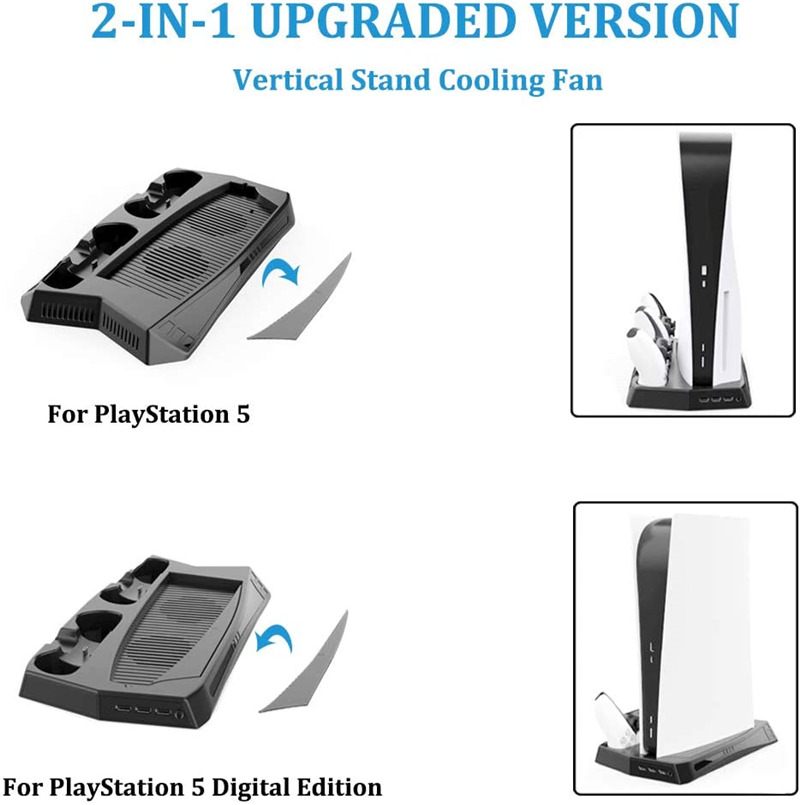 PS5 DE/UHD console cooling stand charging station game disc storage 