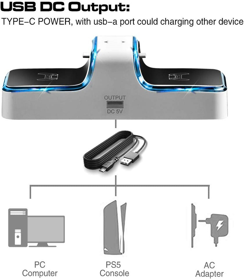 PS5 dual controller charger fast charging station dock