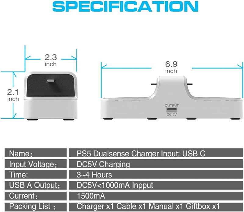 PS5 dual controller charger fast charging station dock