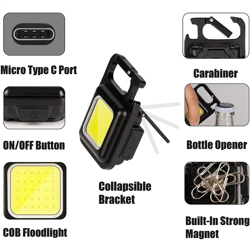 mini rechargeable COB keychain light 