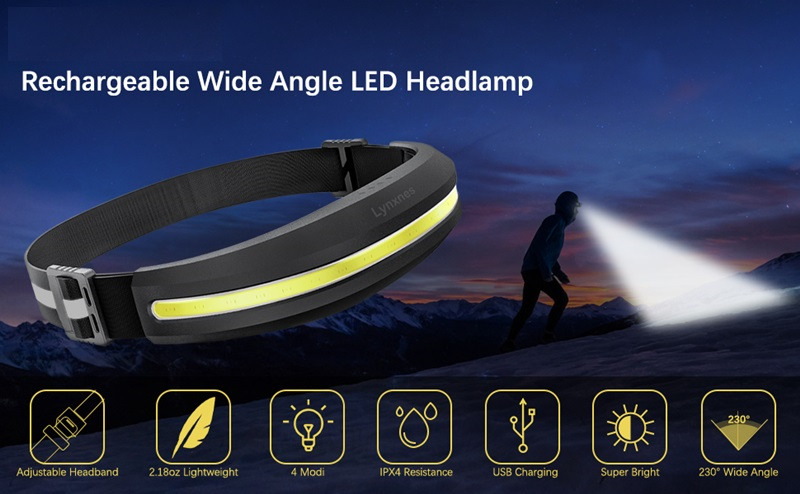 COB headlight waterproof rechargeable headlamp