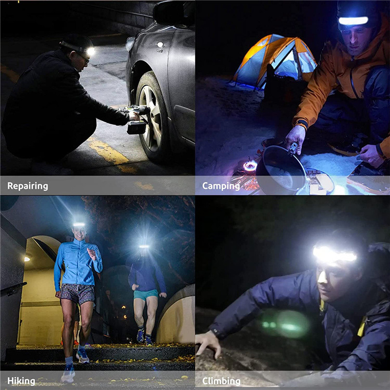 COB headlight wide beam headlamp rechargeable floodlight