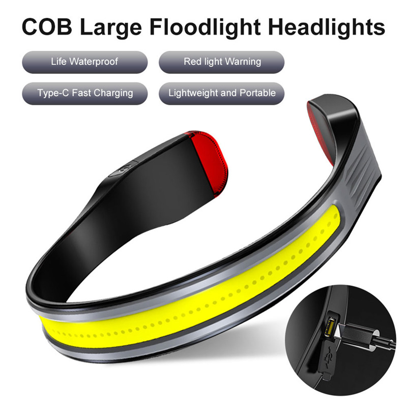 COB headlamp rechargeable 3 lighting modes headlight