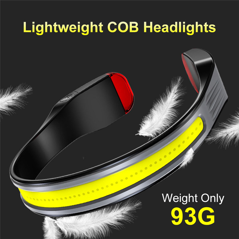 COB headlamp rechargeable 3 lighting modes headlight