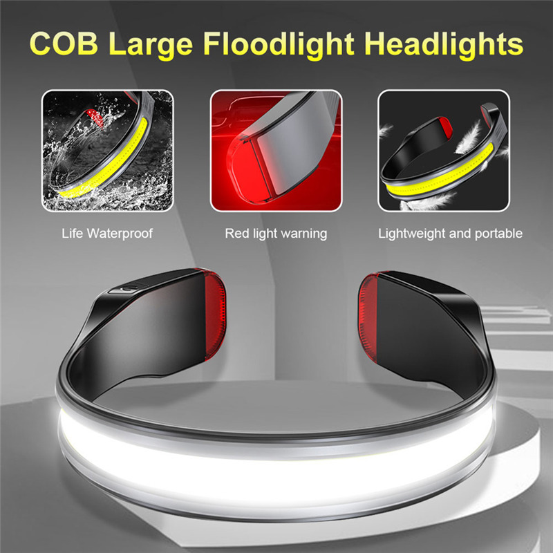 COB headlamp rechargeable 3 lighting modes headlight