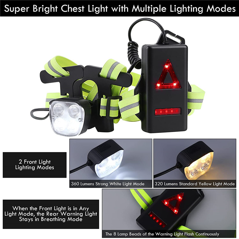 outdoor sports LED light running chest safety warning flashlight
