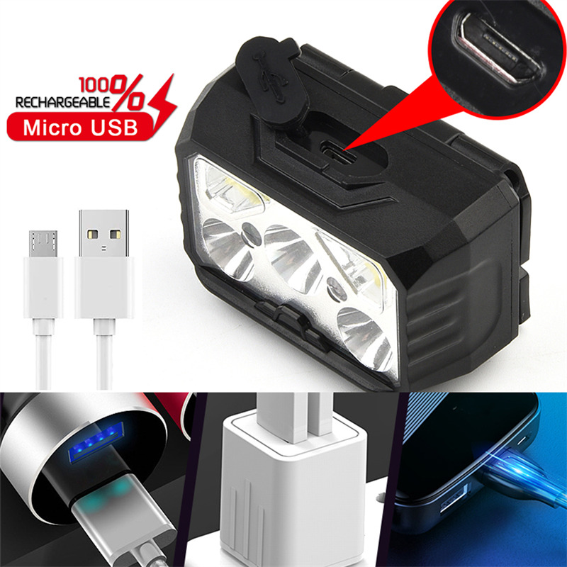 COB sensor head light rechargeable LED headlamp