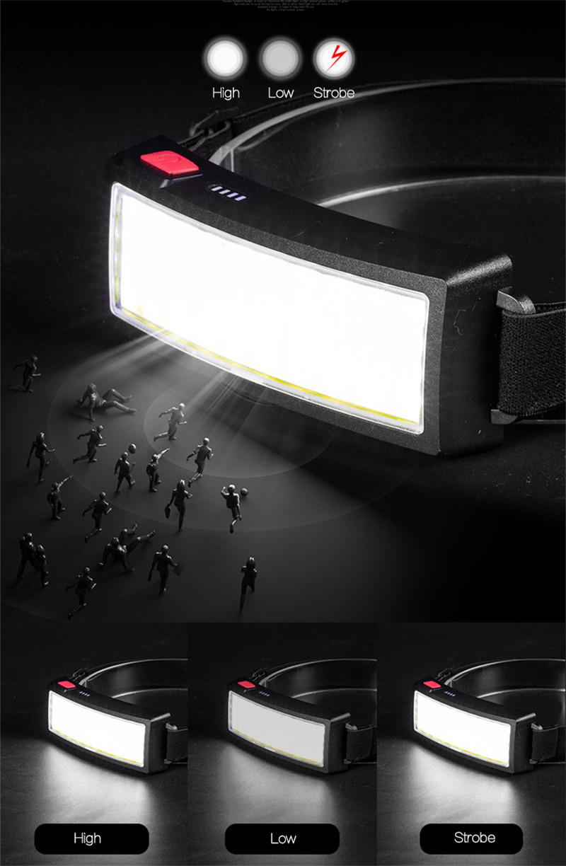 LED bar COB headlight rechargeable headlamp