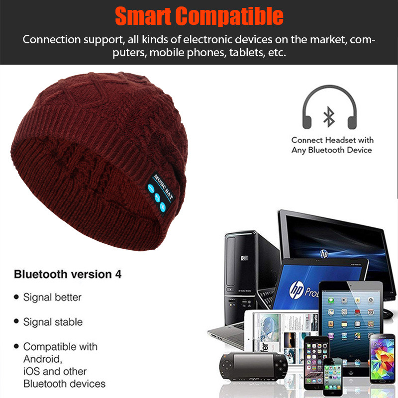 wireless headphone bluetooth music knitted hat earphone winter cap