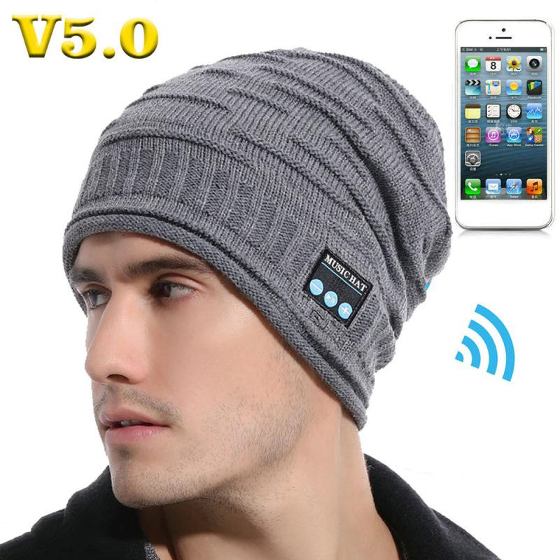 bluetooth music headset beanie built-in speaker micphone knitted hat