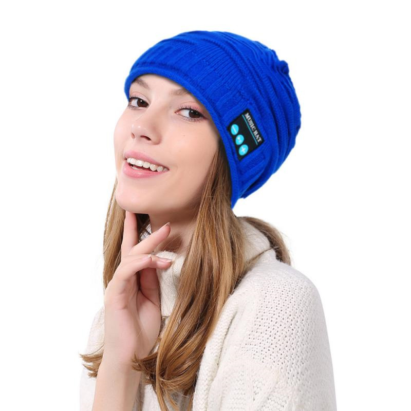 bluetooth music headset beanie built-in speaker micphone knitted hat