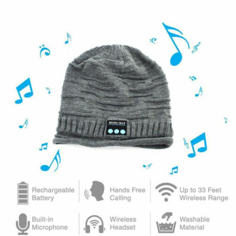 bluetooth music headset beanie built-in speaker micphone knitted hat