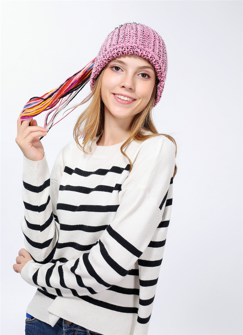 bluetooth music knitted hat wireless headset long braid beanie