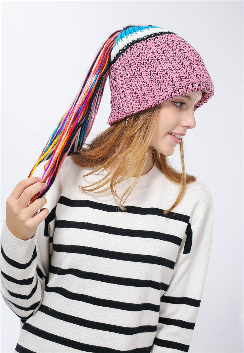 bluetooth music knitted hat wireless headset long braid beanie