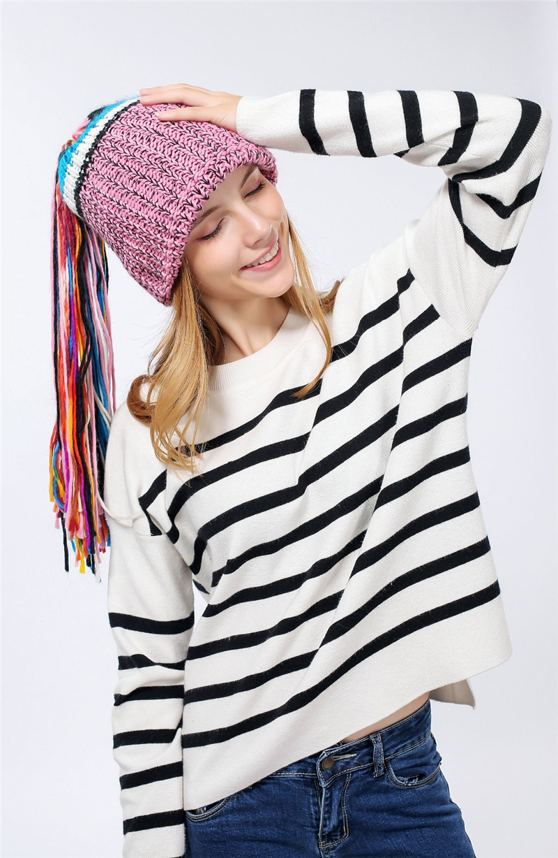 bluetooth music knitted hat wireless headset long braid beanie