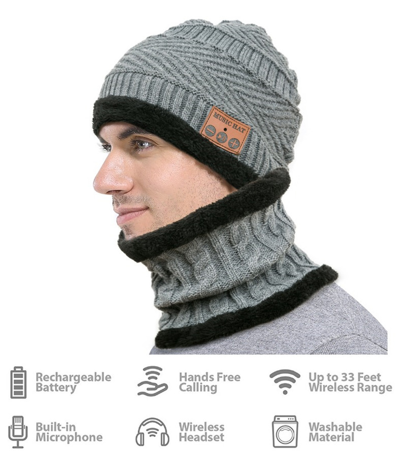 bluetooth music knitted hat warm beanie with headset