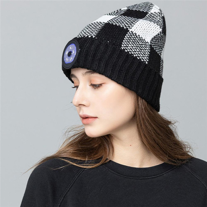 LED lighting hat winter warm beanie headlight