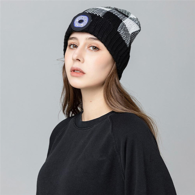 LED lighting hat winter warm beanie headlight