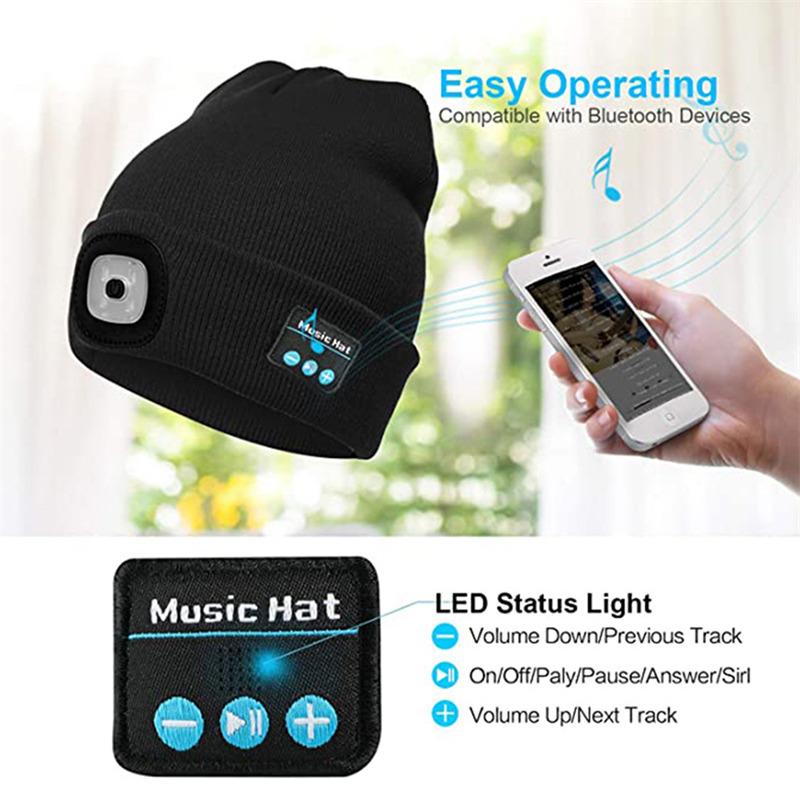 bluetooth headphone beaine LED lighting knitted hat