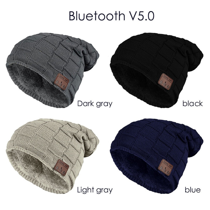 bluetooth music knitted plush hat wireless headphone beaine