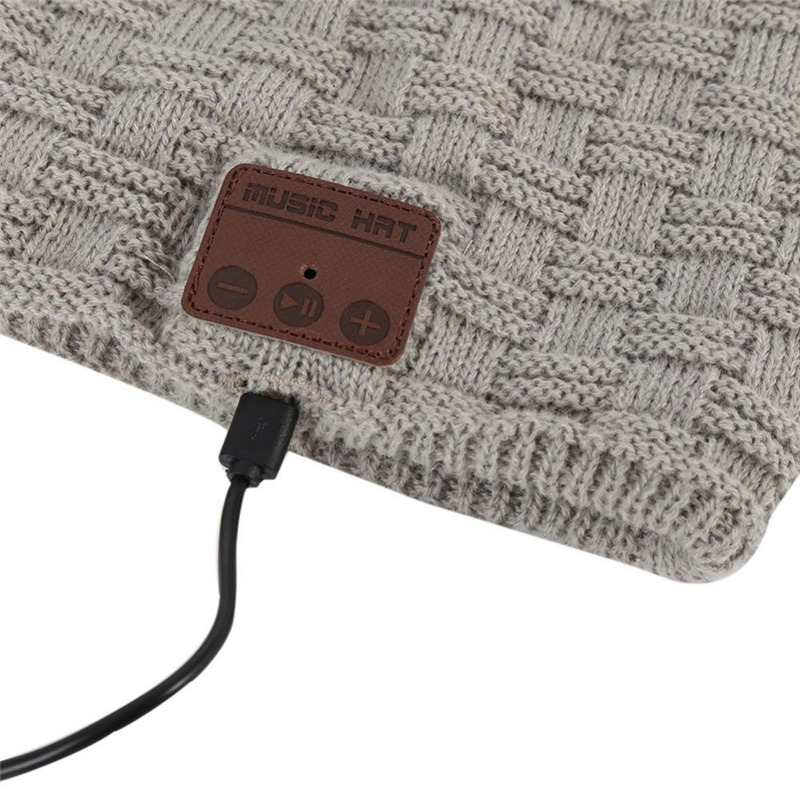 bluetooth music knitted plush hat wireless headphone beaine