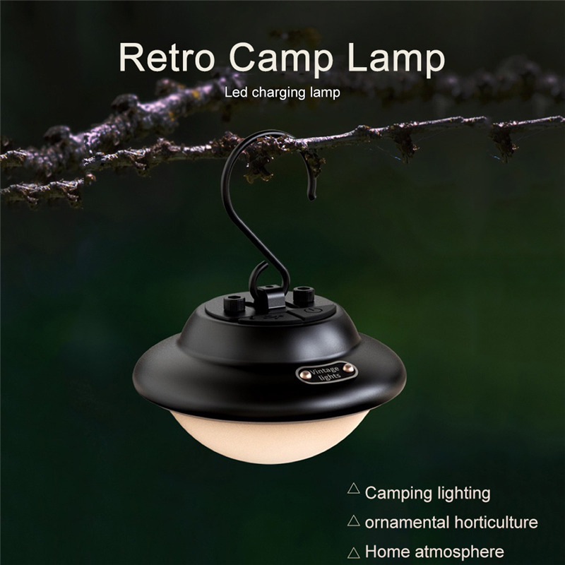 outdoor retro portable rechargeable LED camping light lamp