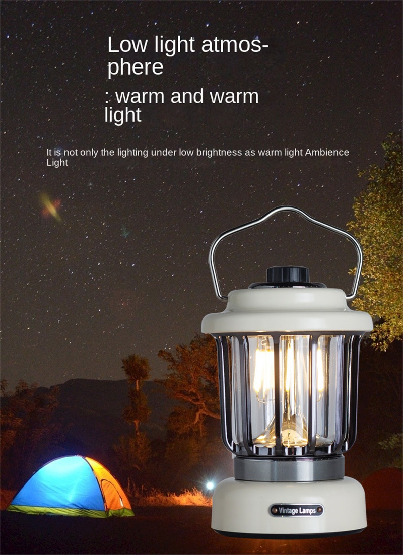 outdoor retro camping light rechargeable LED hanging lamp