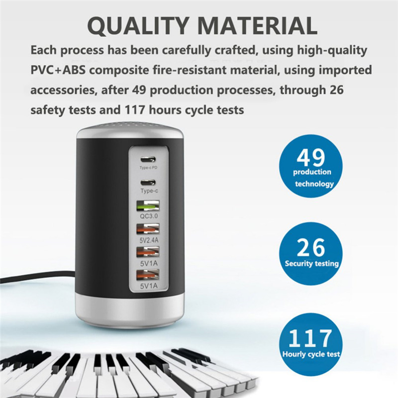 65W USB fast charger hub type c PD charge station