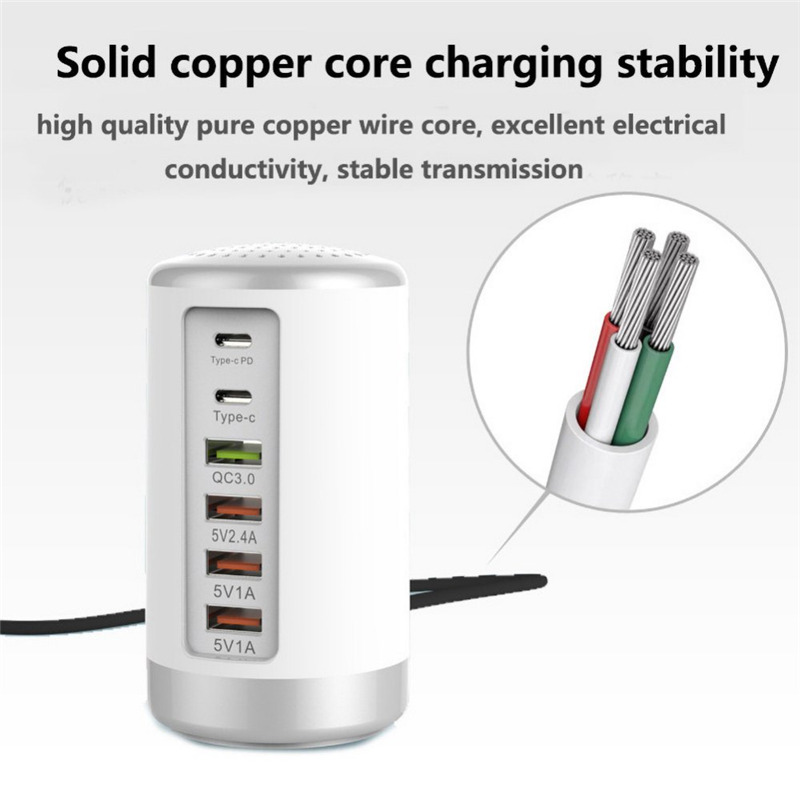 65W USB fast charger hub type c PD charge station