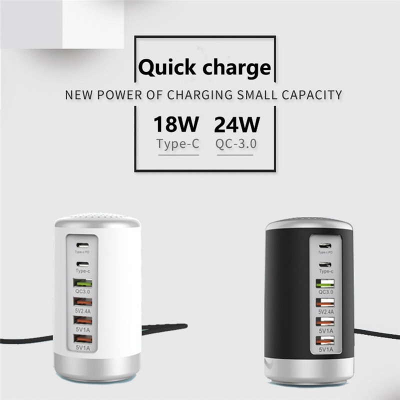 65W USB fast charger hub type c PD charge station