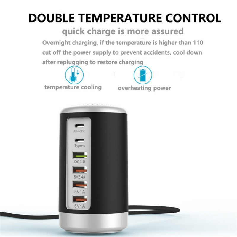 65W USB fast charger hub type c PD charge station