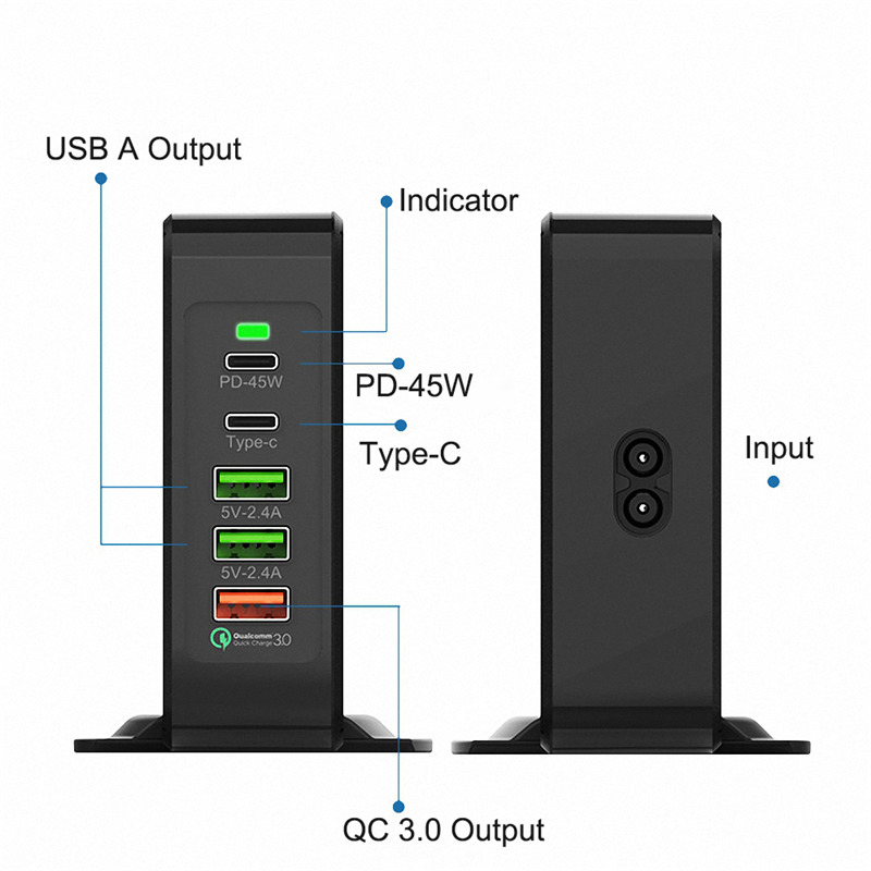 75W quick charger dock PD type C USB wireless charge station