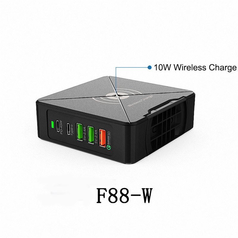 75W quick charger dock PD type C USB wireless charge station