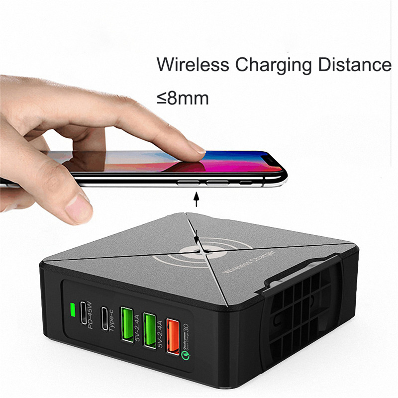 75W quick charger dock PD type C USB wireless charge station